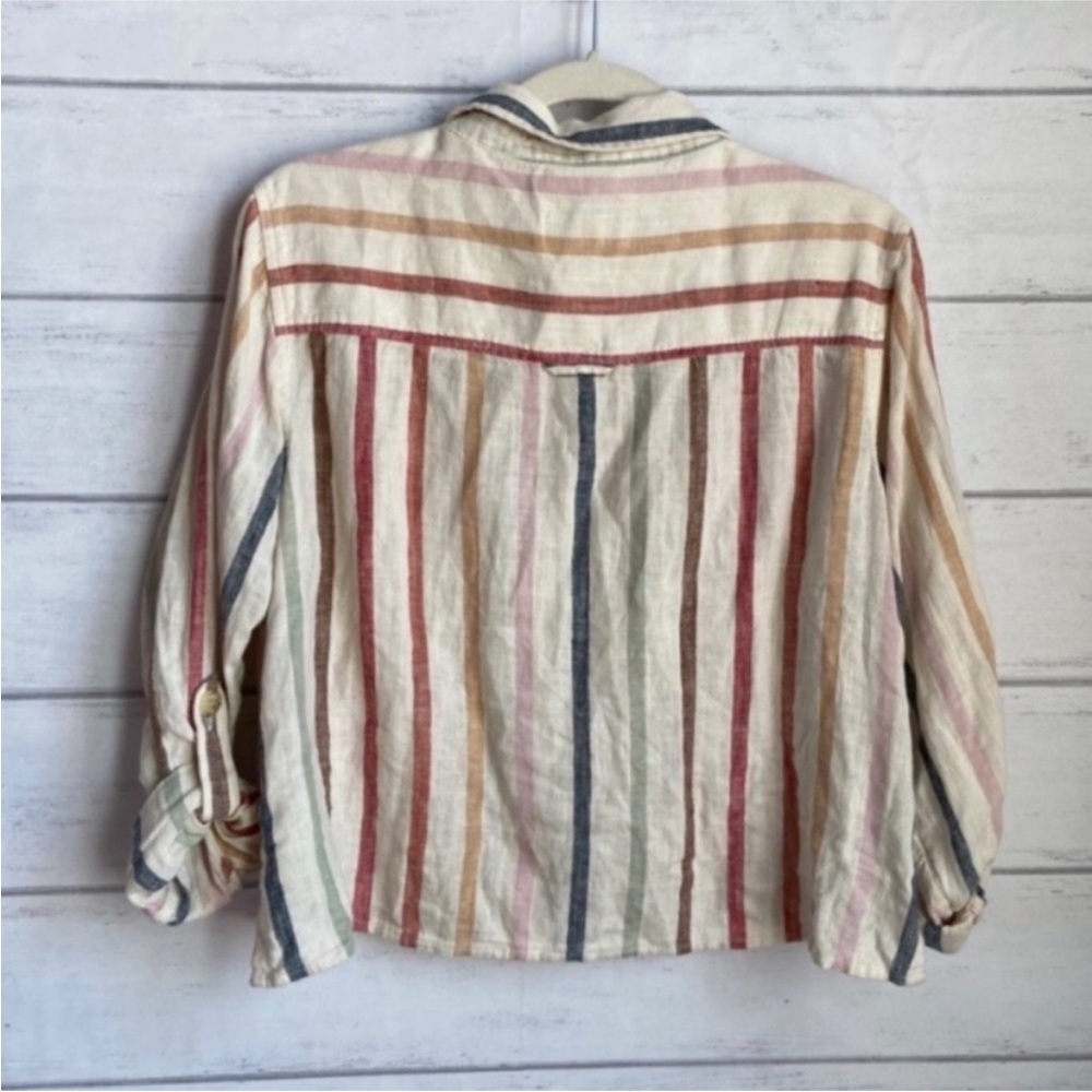 American Eagle Multi Striped Cropped Button Down … - image 4